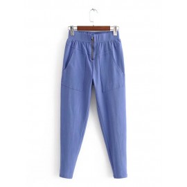 Elastic Waist Casual Big Pocket Trousers