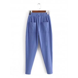 Elastic Waist Casual Big Pocket Trousers