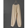 Vintage Embroidery Elastic Waist Frog Button Pants For Women