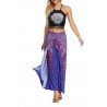 Boho Print Wide Leg Yoga Purple Pants