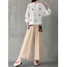 Folk Style Floral Print Patchwork Splited High Waist Women Pants