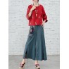 Folk Style Floral Print Patchwork Splited High Waist Women Pants