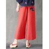 Folk Style Floral Print Patchwork Splited High Waist Women Pants