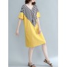 Casual Stripe Patchwork Loose Half Sleeve V-neck Women Dress