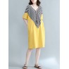 Casual Stripe Patchwork Loose Half Sleeve V-neck Women Dress