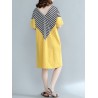 Casual Stripe Patchwork Loose Half Sleeve V-neck Women Dress