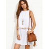 Casual Tassels Decorate Loose Sleeveless O-neck Mini Dress For Women