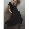 Solid Color Pockets Irregular Short Sleeve Casual Dress