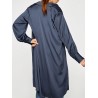 Long Sleeve Dark Blue Asymmetrical Casual Shirt Dresses