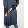 Long Sleeve Dark Blue Asymmetrical Casual Shirt Dresses