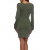 Solid Color Long Sleeve Drawstring Casual Dresses