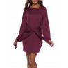 Solid Color Long Sleeve Drawstring Casual Dresses