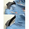 Denim Embroidery Long Pagoda Sleeve Casual Dresses