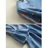 Denim Embroidery Long Pagoda Sleeve Casual Dresses