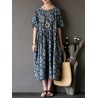 Vintage Casual Women Short Sleeve Floral Print Dresses