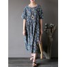 Vintage Casual Women Short Sleeve Floral Print Dresses