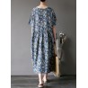 Vintage Casual Women Short Sleeve Floral Print Dresses