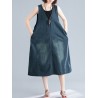 Casual V-neck Sleeveless Denim Overall Dress