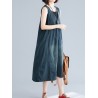 Casual V-neck Sleeveless Denim Overall Dress