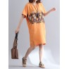 Casual Women Printed Short Sleeve Loose Dresses