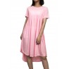 Pure Color Pleated Irregular Short Sleeve O-neck Casual Dresses