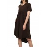 Pure Color Pleated Irregular Short Sleeve O-neck Casual Dresses