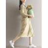 Casual Loose Patchwork 3/4 Sleeve O-neck Women Mid-long Dress