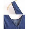 Denim Pure Color Side Buttons Splited Sleeveless Casual Dresses