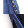 Denim Pure Color Side Buttons Splited Sleeveless Casual Dresses