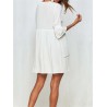 Boho Hollow Out O-Neck White Casual Dresses