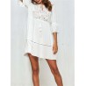 Boho Hollow Out O-Neck White Casual Dresses