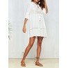 Boho Hollow Out O-Neck White Casual Dresses