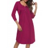 Button Fly O-neck Pleated Casual Dresses