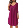 Button Fly O-neck Pleated Casual Dresses