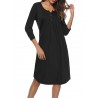 Button Fly O-neck Pleated Casual Dresses