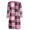 Plaid Women O-neck Long Sleeve Pockets Mini Dresses