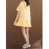 Solid Pleated Loose Hooded Half Sleeve Women Casual Dresses