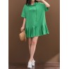 Solid Pleated Loose Hooded Half Sleeve Women Casual Dresses