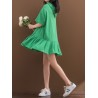 Solid Pleated Loose Hooded Half Sleeve Women Casual Dresses