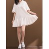 Solid Pleated Loose Hooded Half Sleeve Women Casual Dresses