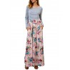 Floral Printed Striped Patchwork Maxi Casual Dresses