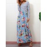 Floral Printed Striped Patchwork Maxi Casual Dresses