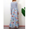 Floral Printed Striped Patchwork Maxi Casual Dresses