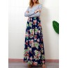 Floral Printed Striped Patchwork Maxi Casual Dresses