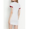 Casual Patchwork Split Short Sleeve O-neck Mini Dress For Women