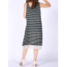 Casual Women Sleeveless Fake Two Pieces O-neck Mid-Long Dresses