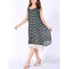 Casual Women Sleeveless Fake Two Pieces O-neck Mid-Long Dresses