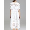 Women Jacquard O-Neck Short Sleeve Billowing Two-Piece Dresses