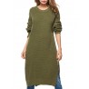 Casual Pure Color Side Splited Long Sleeve Women Sweater Dresses