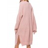 Casual Pure Color Side Splited Long Sleeve Women Sweater Dresses